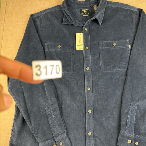 Dockers Men's XXL Blue Corduroy Button Shirt Workwear Regular Fit Cotton - Picture 12 of 12